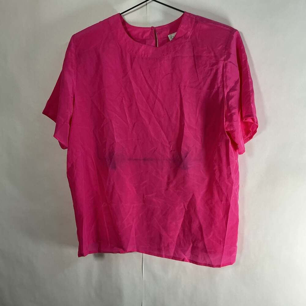 Casual Corner & Co. Hot Pink 100% Silk Short Sleeve Blouse Size M